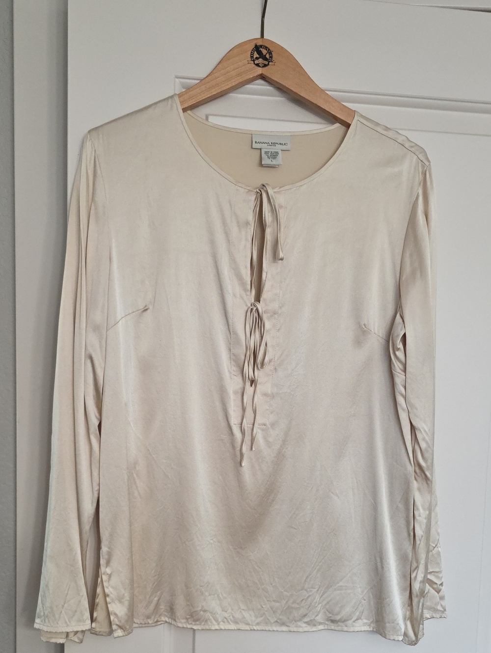 Banana Republic Cream/light Tan Blouse With Ties - Picture 6 of 9